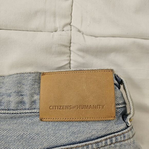 Citizens Of Humanity Shorts 26 Blue Annabelle Long High-Rise Raw Hem Distressed - Picture 7 of 11